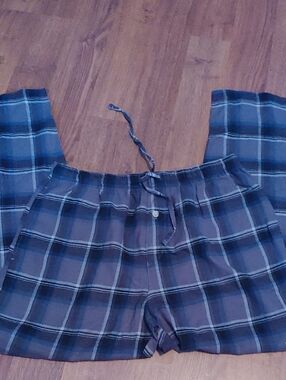 ✅$8 Add On TNL Gray/Blue Plaid Lounge Pants Sz LG